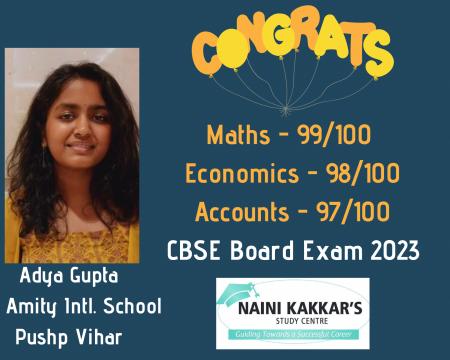 Arya Gupta scored 99% marks in Maths, 98% marks in Eco and 97% marks in Accounts in CBSE Boards 2023